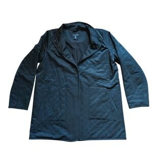 Eileen Fisher Quilted Cotton Nylon Car Coat Fleece Lined Sz M Petite